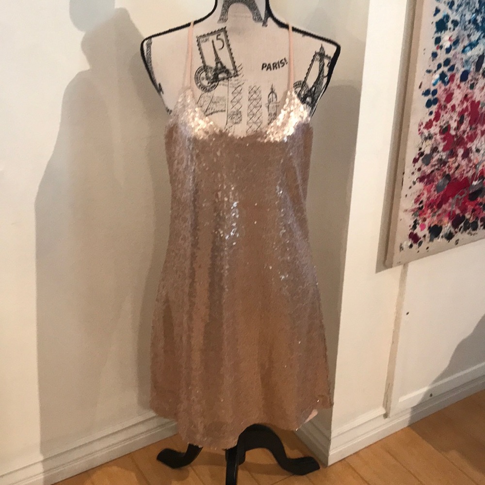 Blush sequin cocktail dress